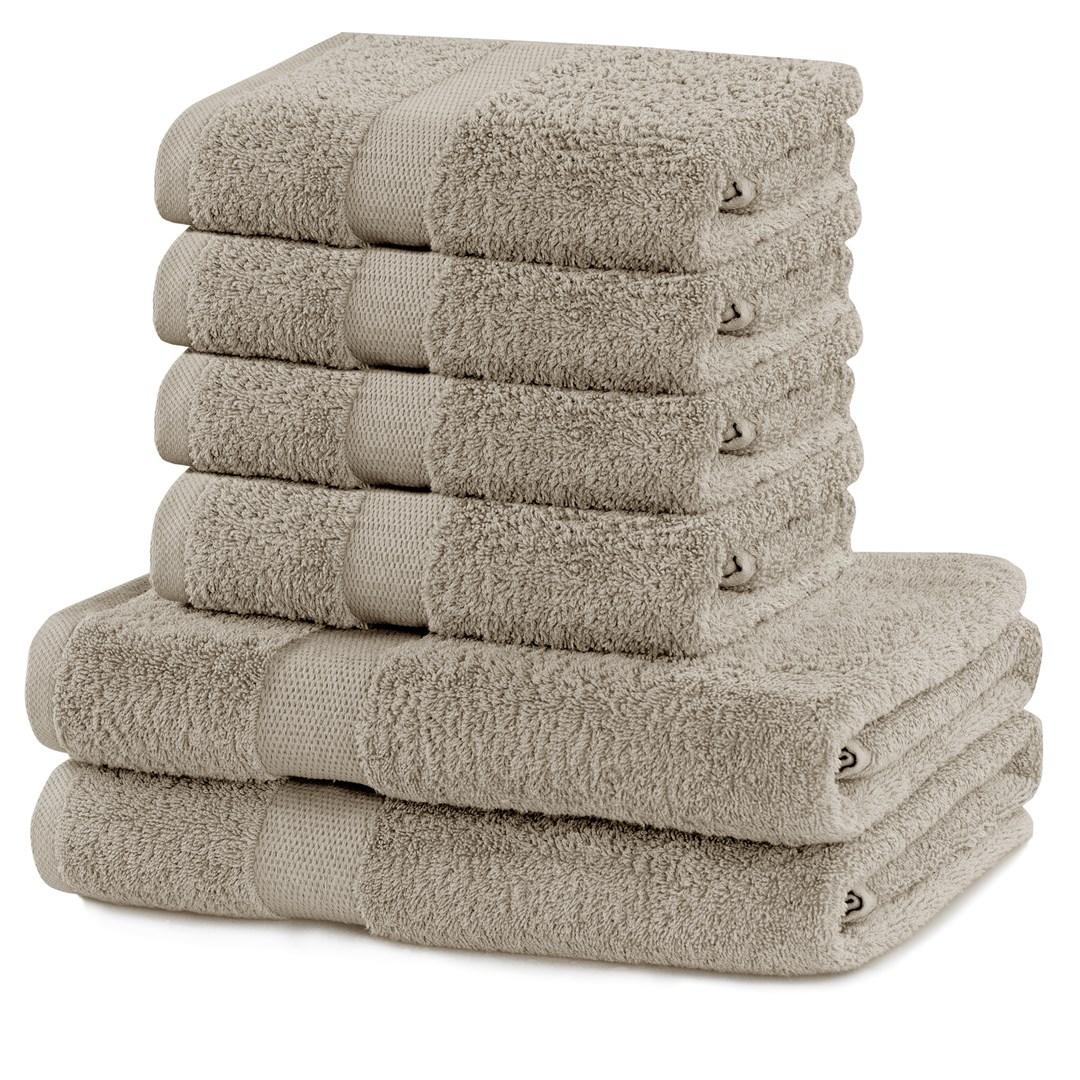 Marina håndklædesæt - beige bomuld, 2×70×140 + 4×50×100 billede