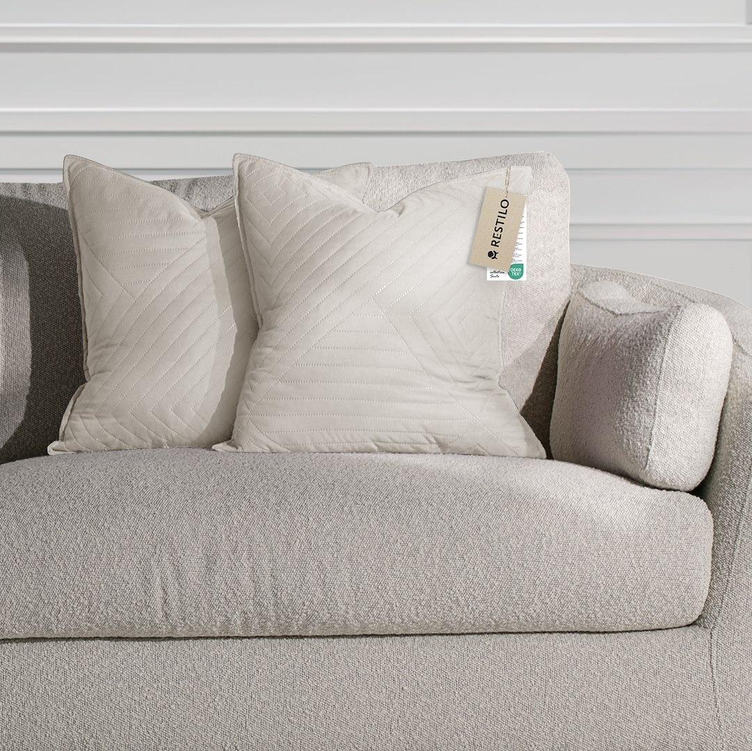 RESTILO Softa pudebetræk 45x45 - lys beige mikrofiber, præget glamour (2 stk) billede
