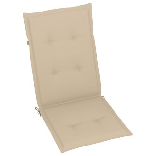 Havestole 2 stk. med beige hynder massivt teaktræ
