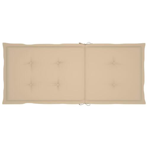 Havestole 2 stk. med beige hynder massivt teaktræ