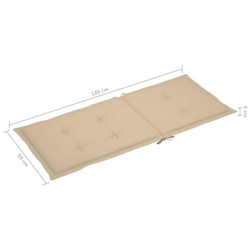 Havestole 2 stk. med beige hynder massivt teaktræ
