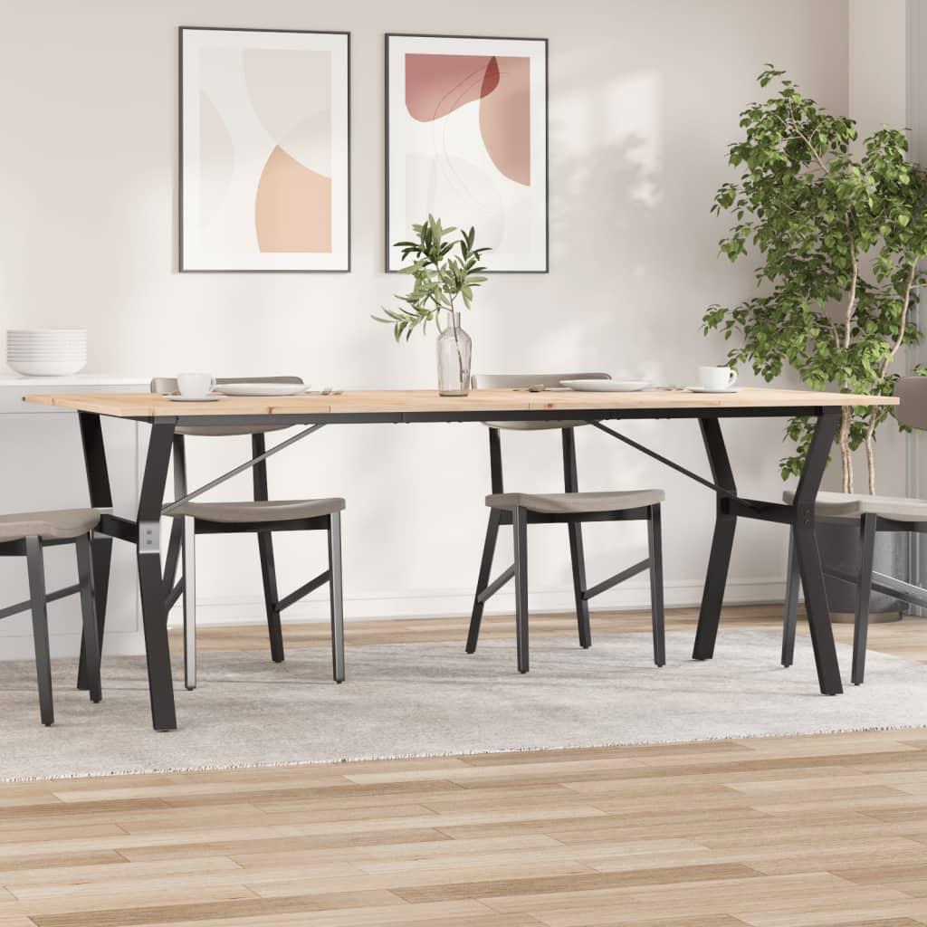 Spisebord 200x100x75 cm Y-stel massivt fyrretræ og stål billede