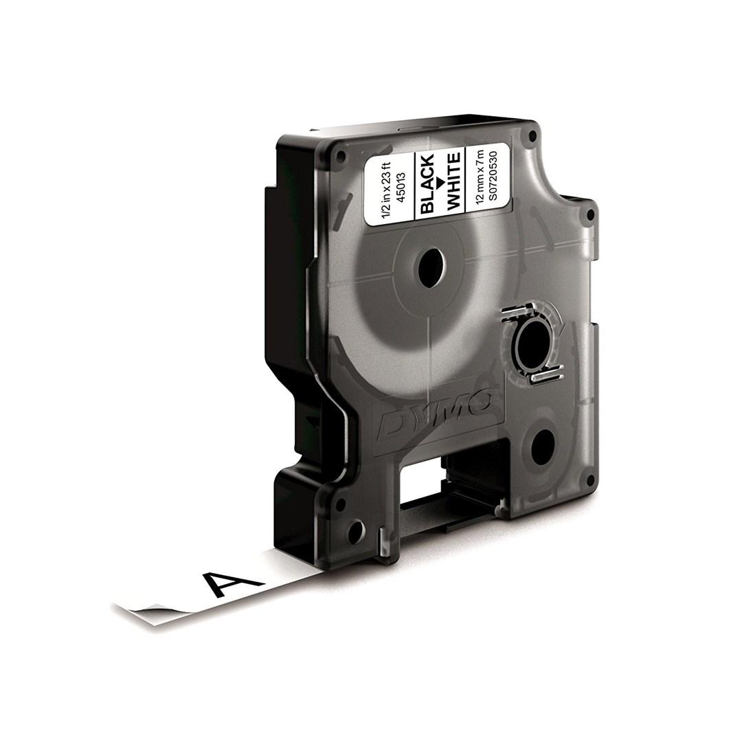 DYMO D1 standardetiket - sort på hvid - 12 mm x 7 m