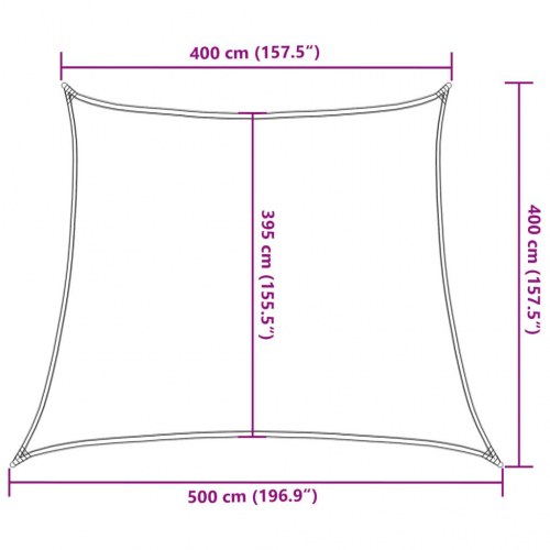 Solsejl trapez 4/5 x 4 m - HDPE 160 g/m², hvid