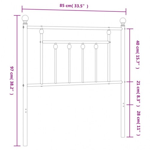 Sengegavl i metal 80 cm - sort, klassisk design