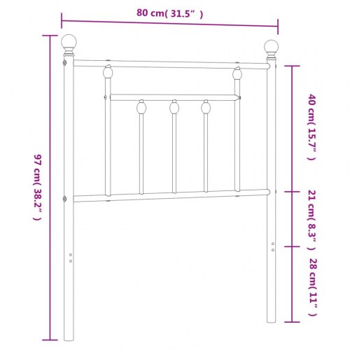 Sengegavl i metal 75 cm - sort, klassisk design