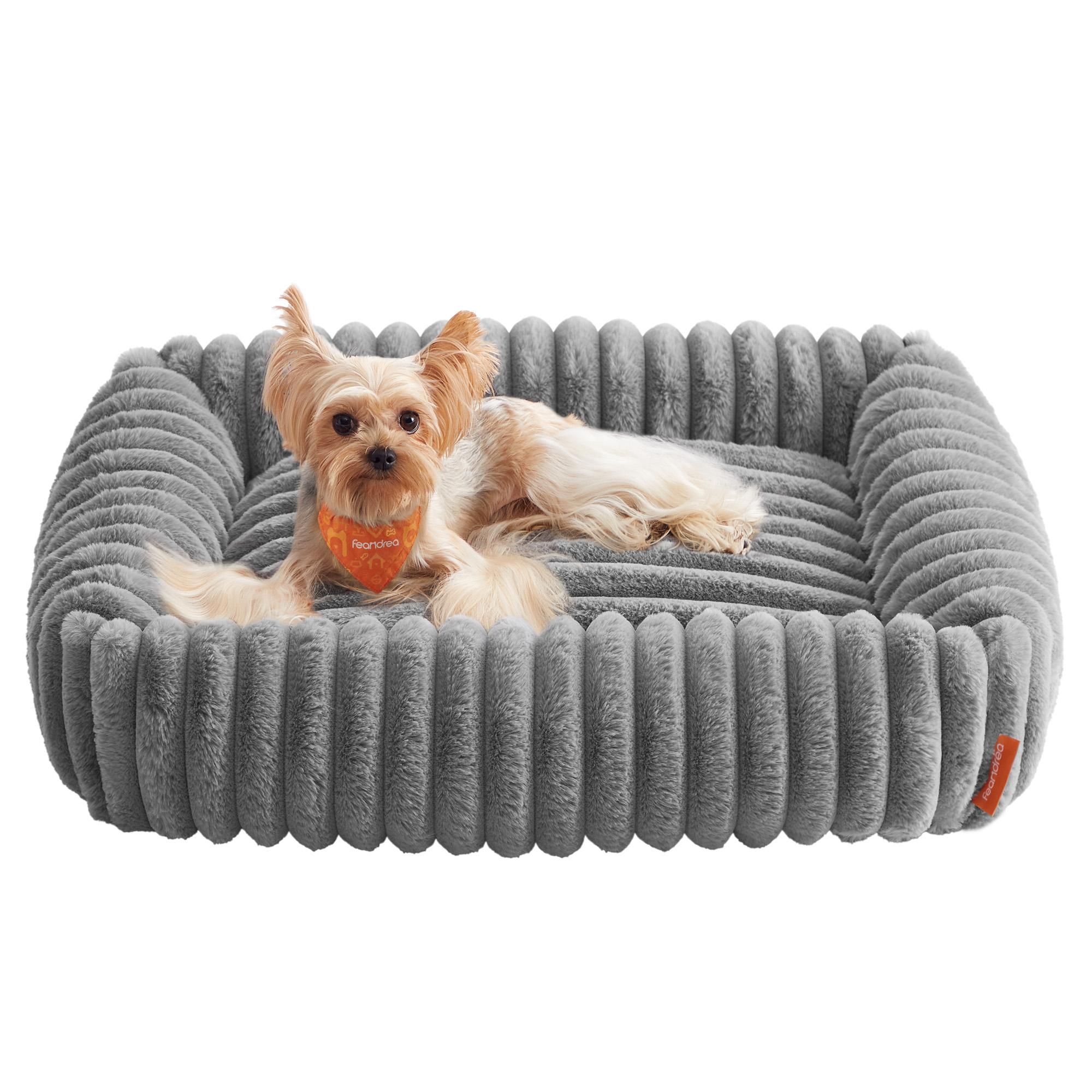 Feandrea hundeseng - mellem hundesofa med blød polstring, vaskbar, 71 × 55 × 18 cm, duegrå