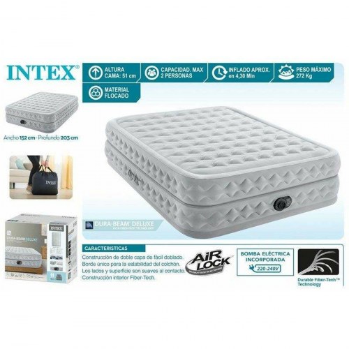 Intex Queen Supreme Air-Flow Fiber-Tech luftmadras 152 × 203 × 51 cm - med elpumpe
