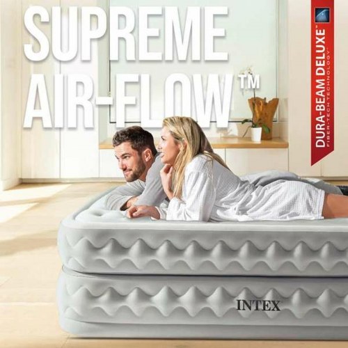 Intex Queen Supreme Air-Flow Fiber-Tech luftmadras 152 × 203 × 51 cm - med elpumpe