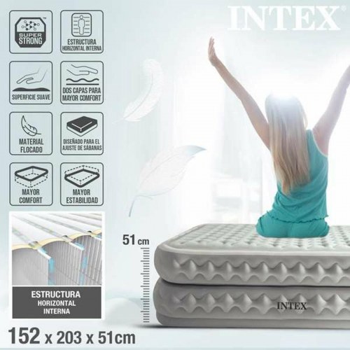 Intex Queen Supreme Air-Flow Fiber-Tech luftmadras 152 × 203 × 51 cm - med elpumpe