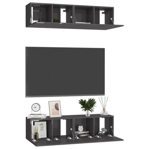 Tv-skabe 4 stk. 60x30x30 cm konstrueret træ grå højglans