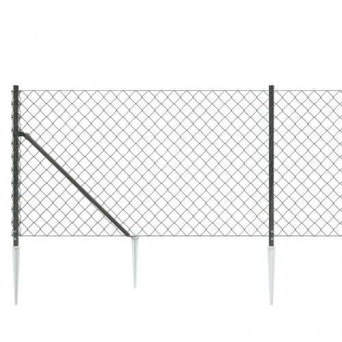 Trådhegn med jordspyd 1 × 25 m - antracitgrå, galvaniseret stål med PVC