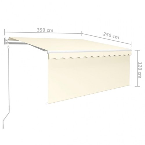 Automatisk markise med rullegardin, LED og vindsensor - 3,5 × 2,5 m, creme
