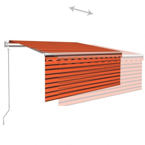 Automatisk markise med rullegardin, LED og vindsensor - 300 × 250 cm, orange/brun