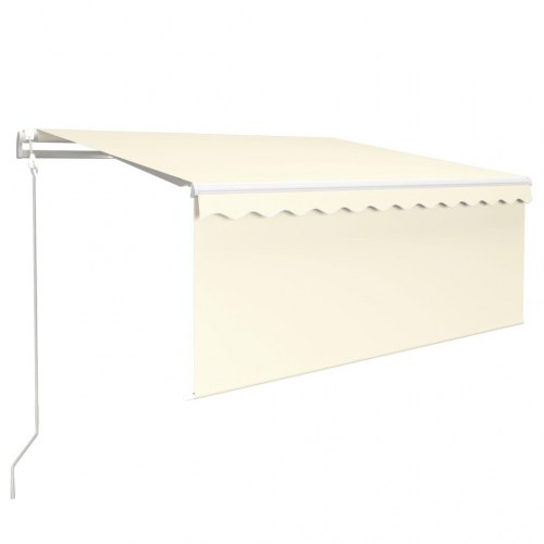 Automatisk markise med rullegardin, LED og vindsensor - 300 × 250 cm, cremefarvet