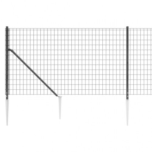 Trådhegn med jordspyd 1,1 × 25 m - antracitgrå, galvaniseret stål med PVC
