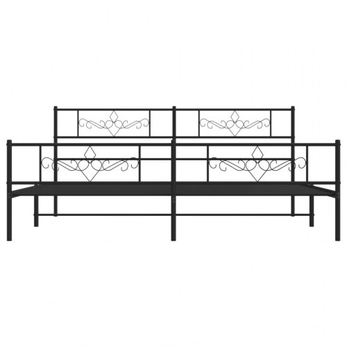 Sengeramme 200x200 cm med gavl og fodgærde - metal, sort