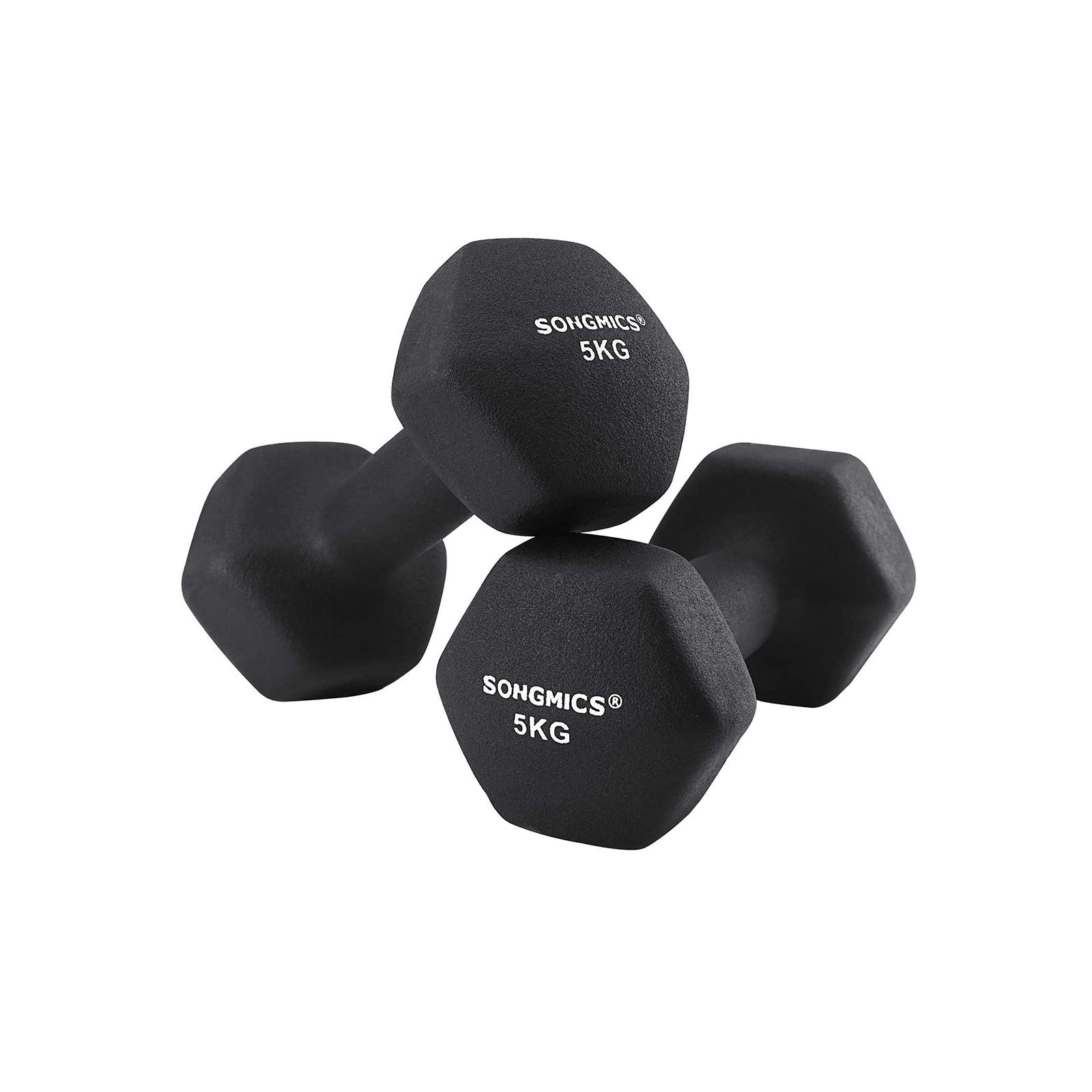Håndvægte sæt 2 x 5 kg – neopren, sekskantet, skridsikker – sort