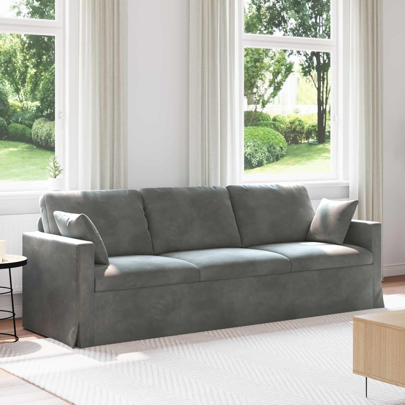 Sofa Mørkegrå 228 x 78 x 80 cm Fløjl billede