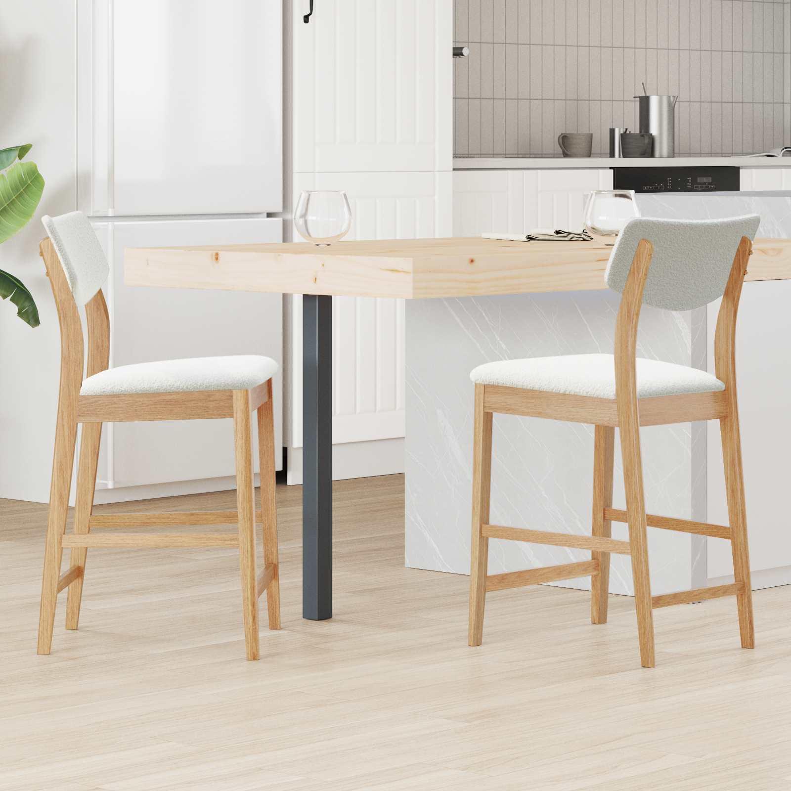 Spisestole 2 stk Naturfarvet 48 x 49 x 95 cm Massiv Gummitræ billede