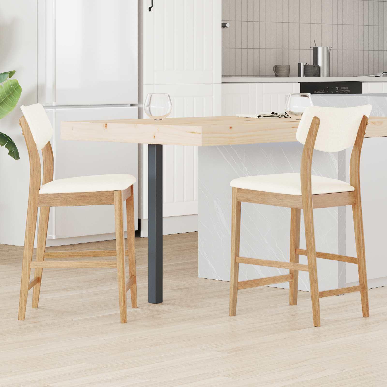Spisestole 2 stk Naturfarvet 48 x 49 x 95 cm Massiv Gummitræ billede