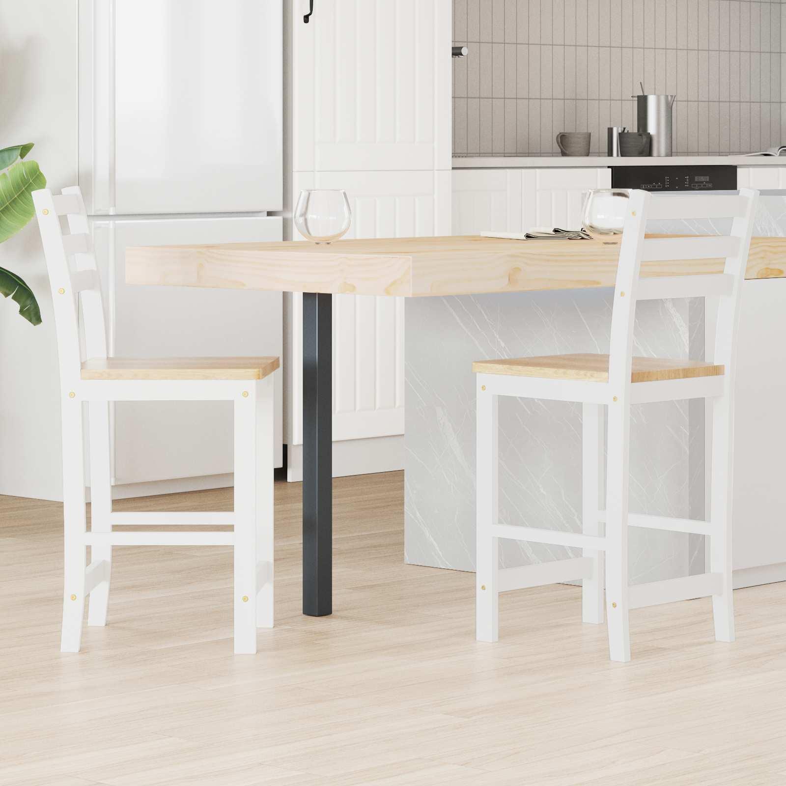 Spisestole i massiv gummitræ - 2 stk, hvid, 40 × 47,5 × 99,5 cm billede