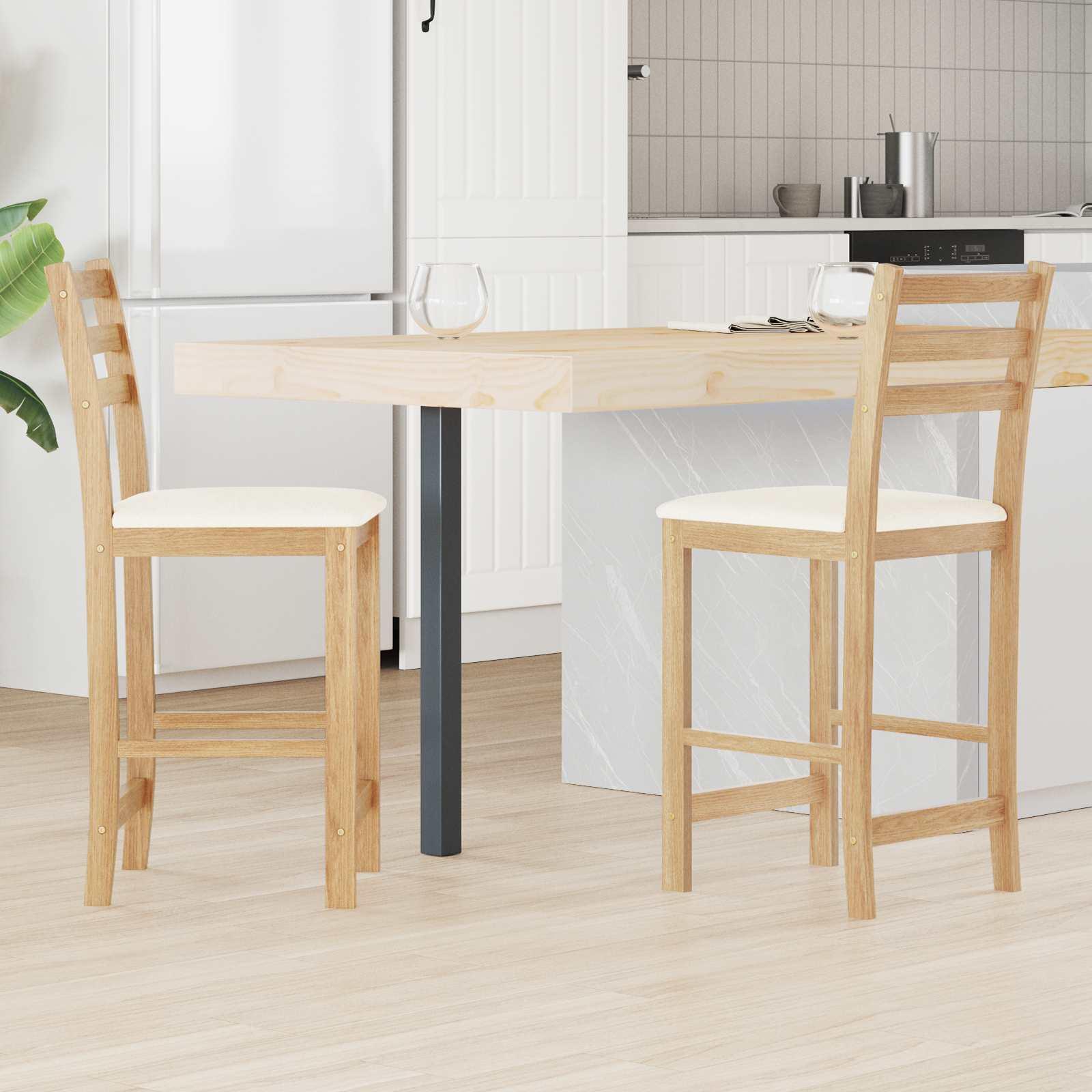 Spisestole 2 stk Naturfarvet 40 x 47,5 x 99,5 cm billede