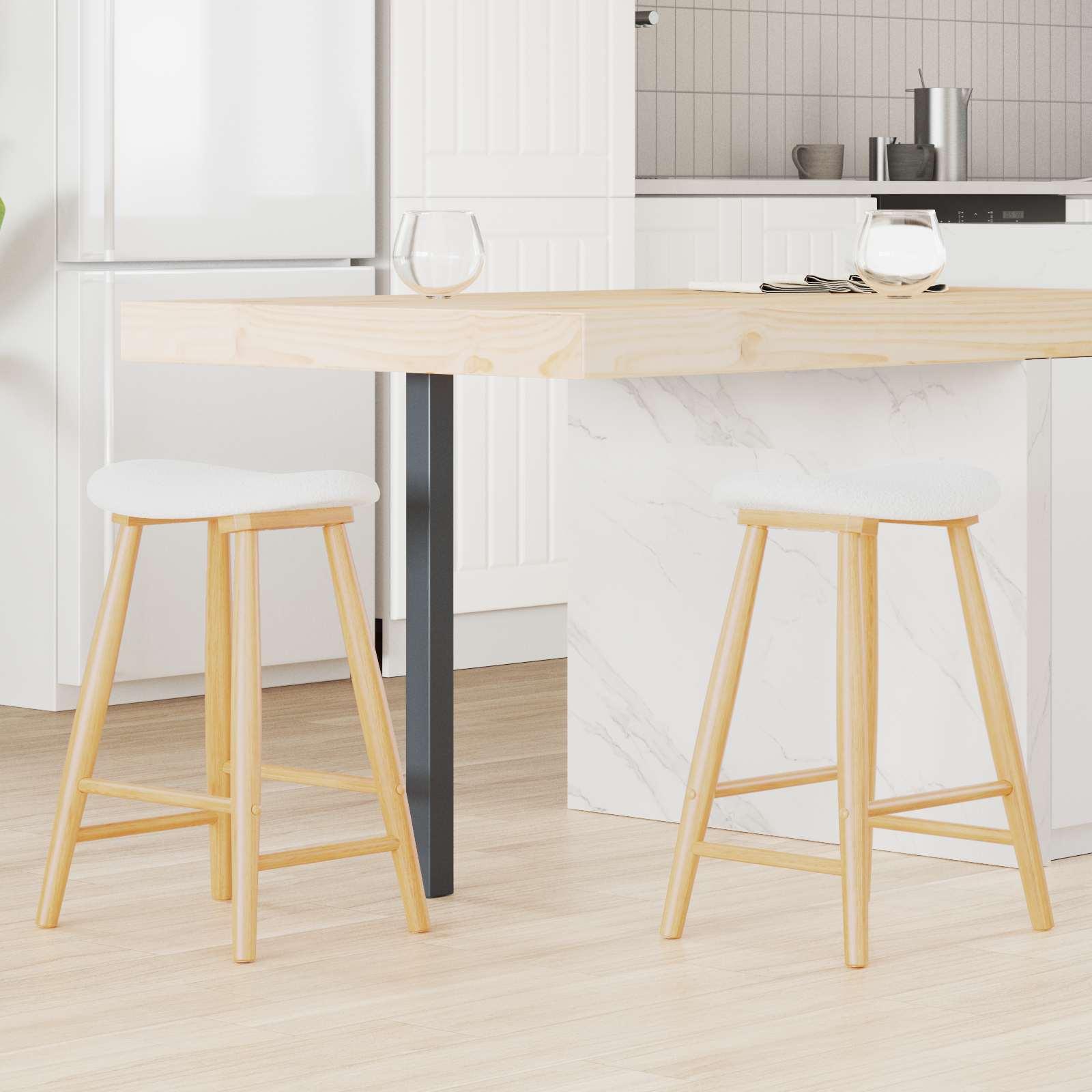 Spisestole 2 stk Naturfarvet 46 x 37 x 63 cm Massiv Gummitræ billede