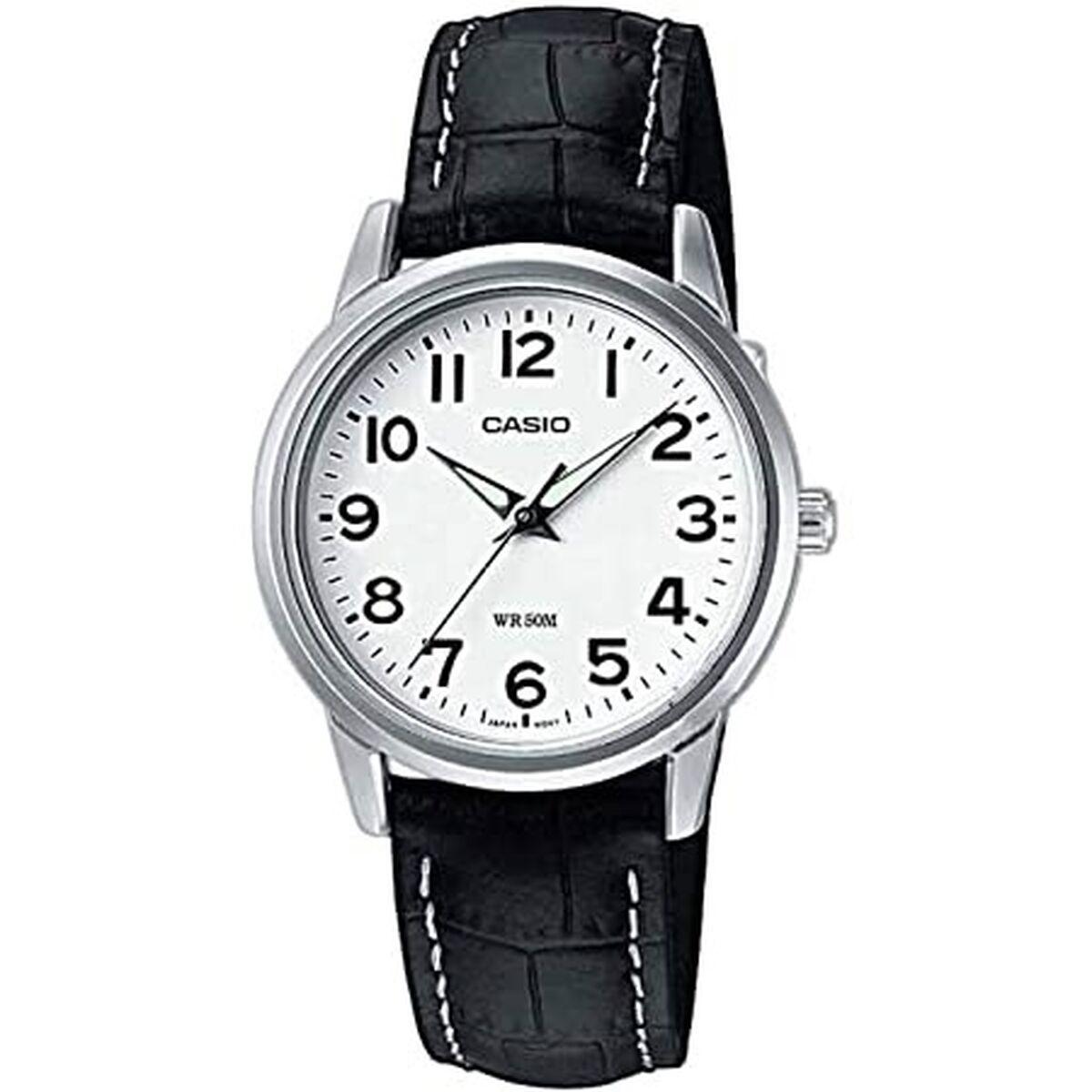 Casio Collection dameur - sort læderrem, Ø 30 mm billede