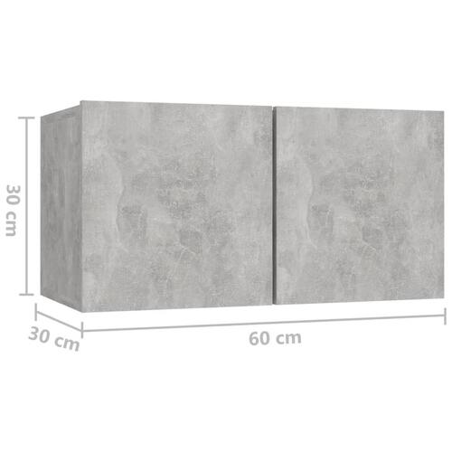 Tv-skabe 4 stk. 60x30x30 cm konstrueret træ betongrå