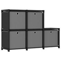 Reol med 5 rum og kasser 103x30x72,5 cm stof sort