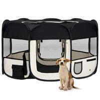 Foldbar hundegård med bæretaske 145x145x61 cm sort
