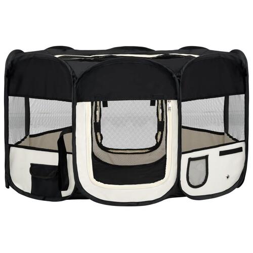 Foldbar hundegård med bæretaske 145x145x61 cm sort