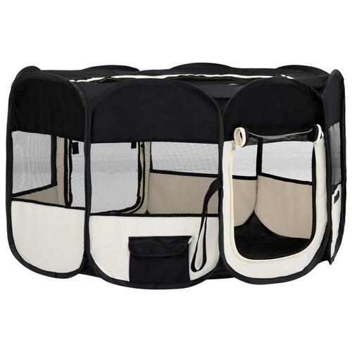 Foldbar hundegård med bæretaske 145x145x61 cm sort