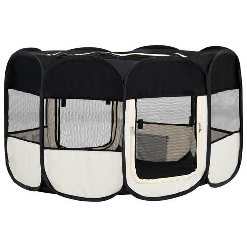 Foldbar hundegård med bæretaske 145x145x61 cm sort