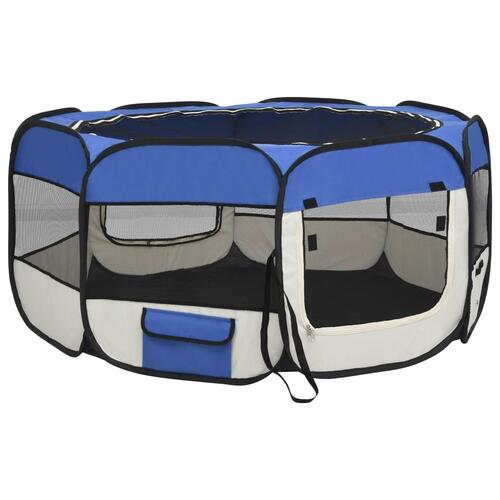Foldbar hundegård med bæretaske 145x145x61 cm blå