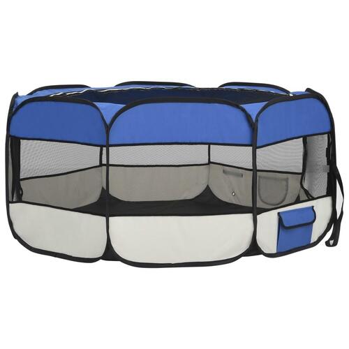 Foldbar hundegård med bæretaske 145x145x61 cm blå