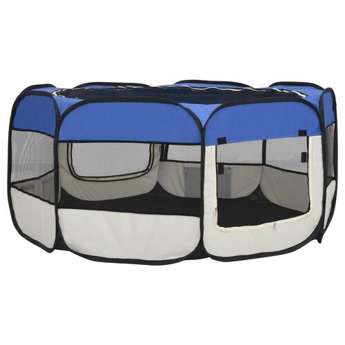 Foldbar hundegård med bæretaske 145x145x61 cm blå
