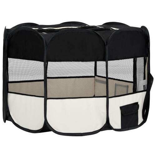 Foldbar hundegård med bæretaske 125x125x61 cm sort