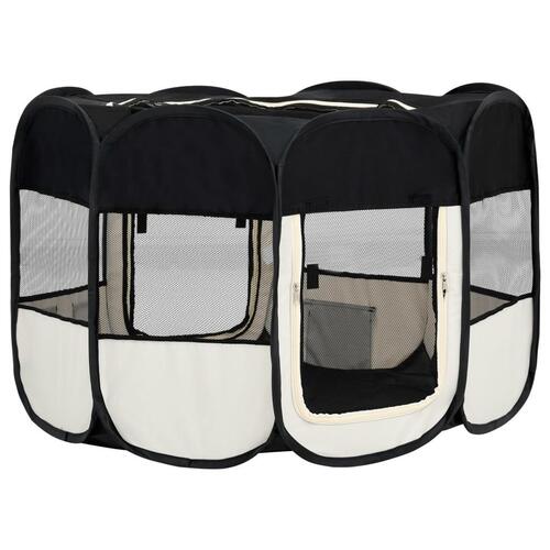Foldbar hundegård med bæretaske 125x125x61 cm sort