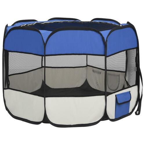 Foldbar hundegård med bæretaske 90x90x58 cm blå