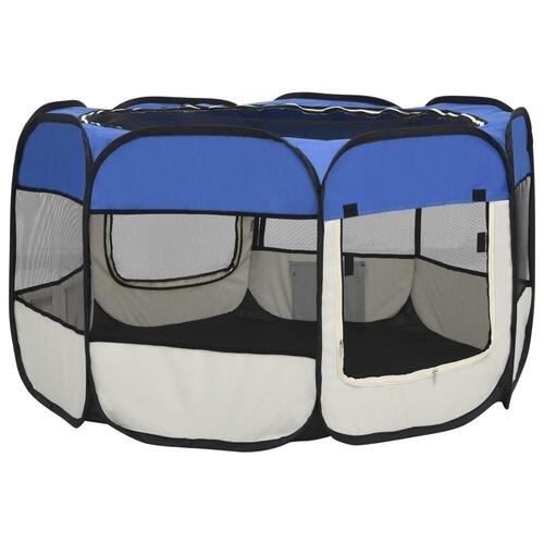 Foldbar hundegård med bæretaske 110x110x58 cm blå
