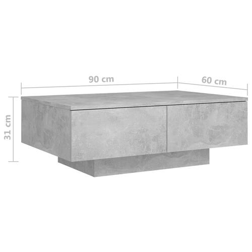 Sofabord 90x60x31 cm konstrueret træ betongrå
