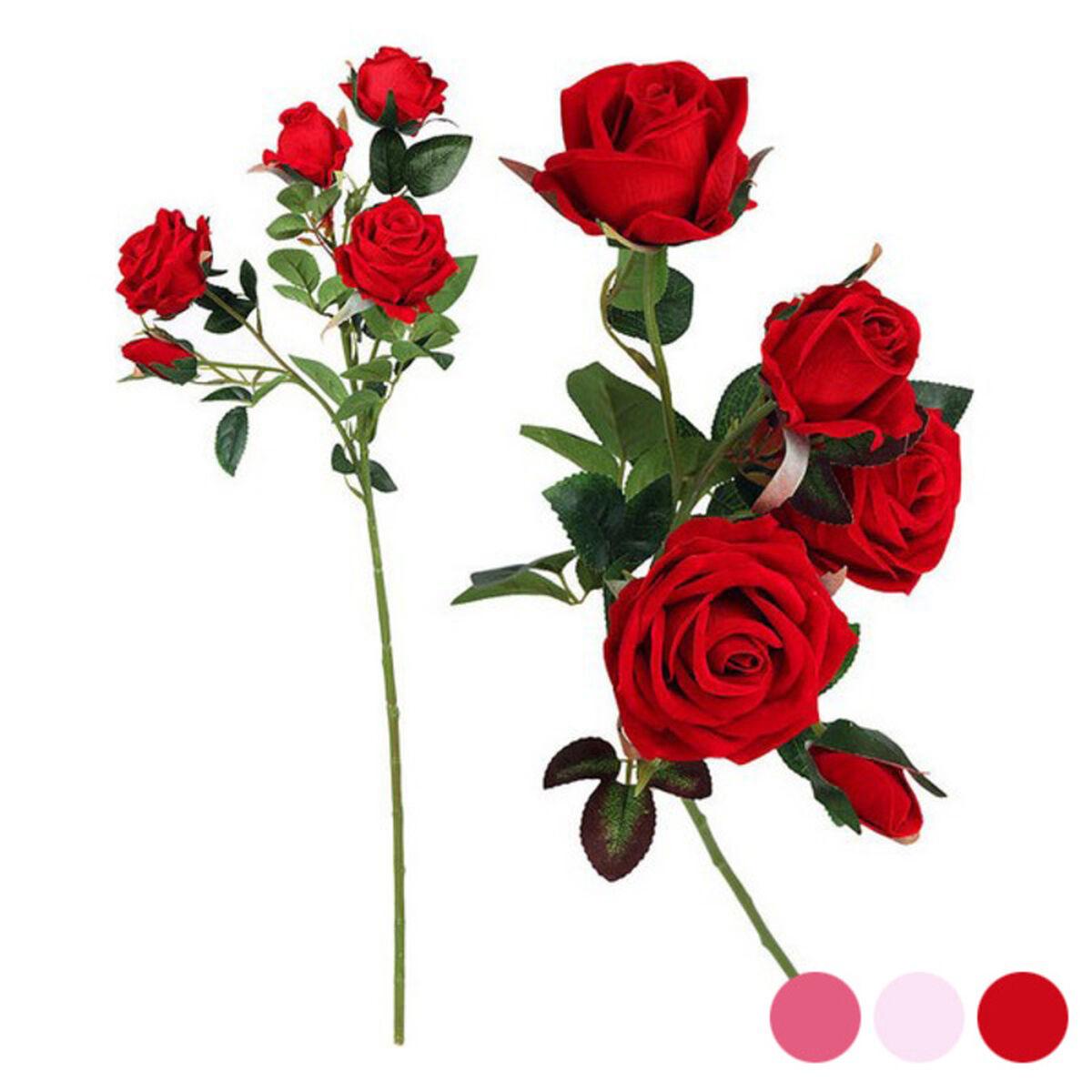 Kunstig rosenstamme med 5 roser - hvid, 60 cm billede
