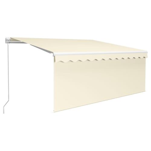 Markise m. gardin + LED 3x2,5 m manuel betjening cremefarvet