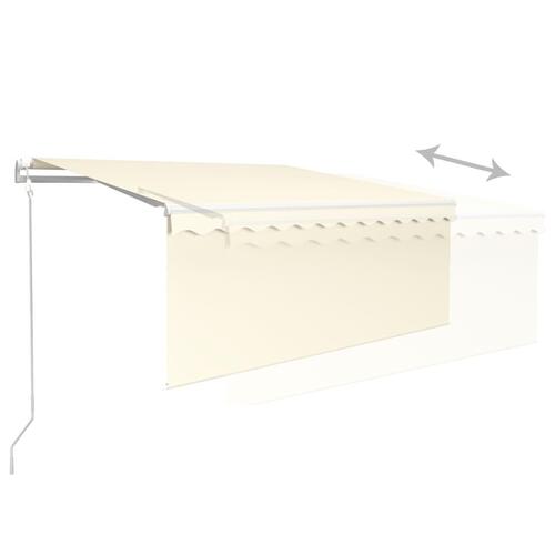 Markise m. gardin+LED+vindsensor 3,5x2,5 m auto cremefarvet