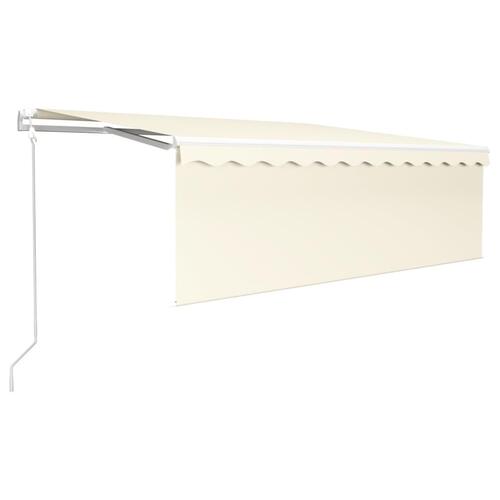 Markise m. gardin 4,5x3 m automatisk betjening cremefarvet