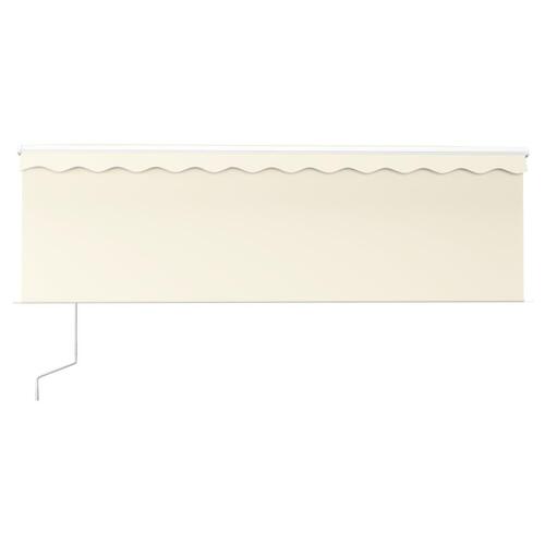 Markise m. gardin+LED+vindsensor 4,5x3 m automatisk cremefarvet