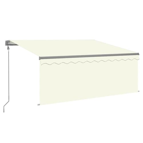Markise m. gardin+LED+vindsensor 3x2,5 m automatisk cremefarvet
