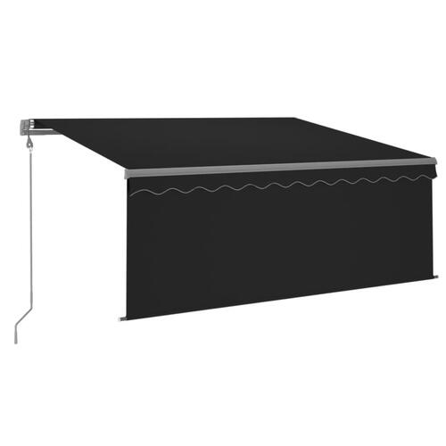 Markise m. gardin+LED+vindsensor 3x2,5 m automatisk antracitgrå